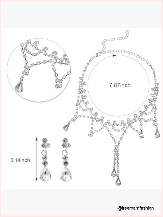 Cowgirl Outfit - Rhinestone Cowboy Hat, Bling Necklace & Crystal Earrings 3 main image 4
